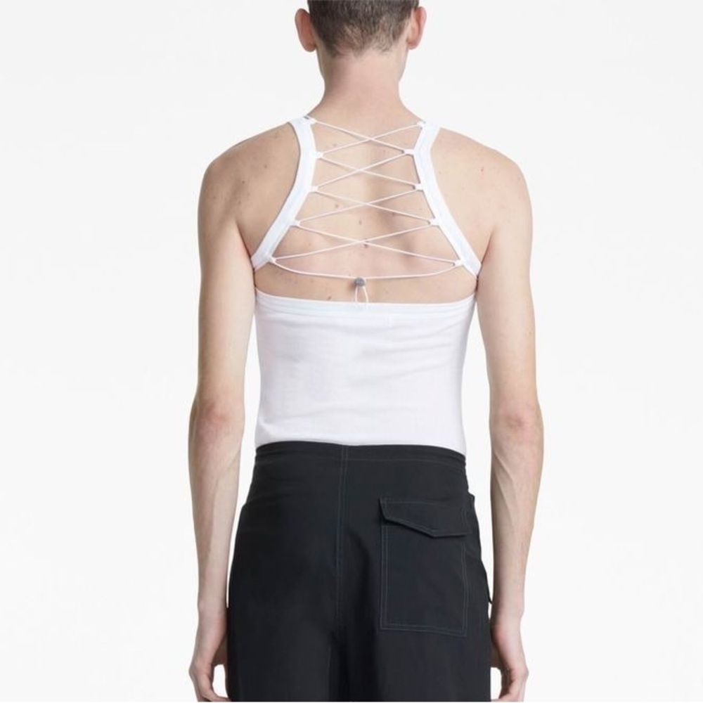 NWT Dion Lee White Backless Tank Top with Strings Cut Out Design